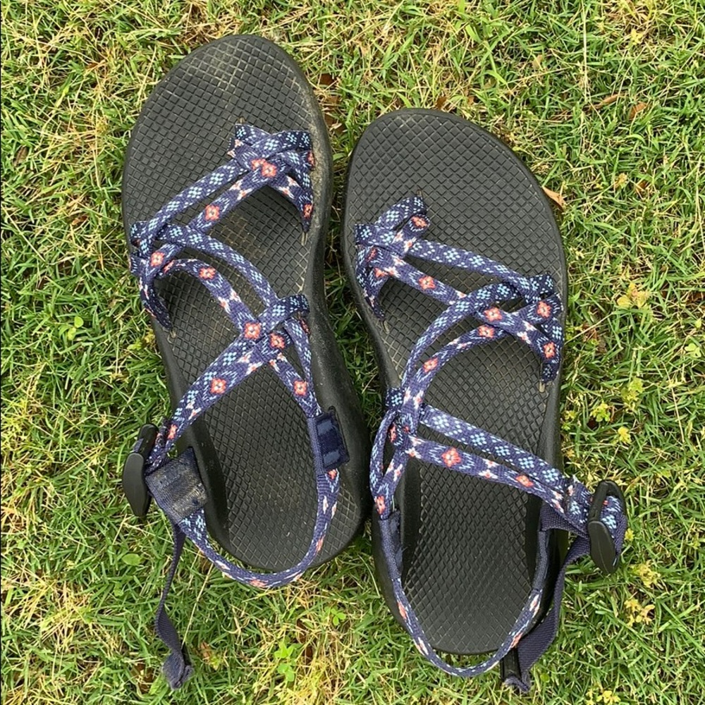 blue/purple chacos
